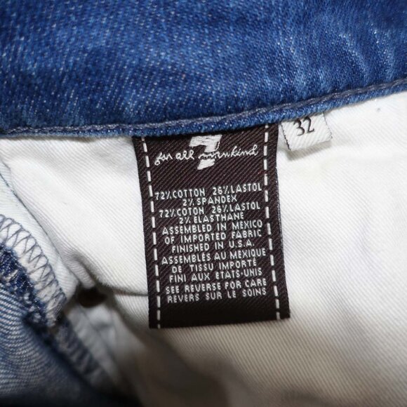 7 For All Mankind Men's Relaxed Fit Jeans Size 32 x 32 Destroyed Blue Button Fly - Picture 6 of 9